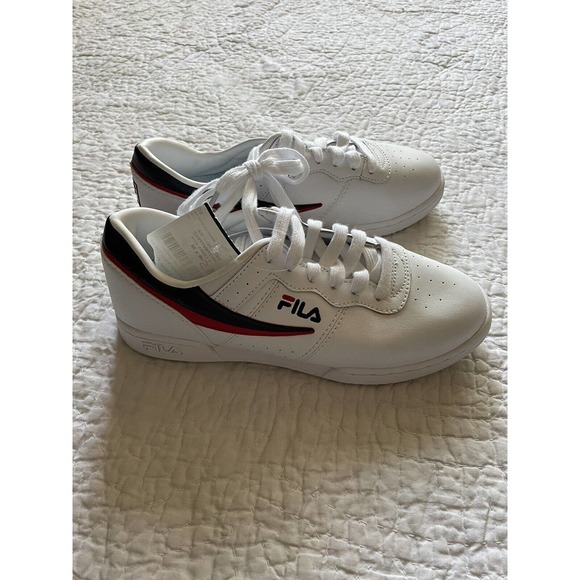 Fila Original Fitness Denim Mens White Leather Lifestyle Sneakers Shoes 8.5